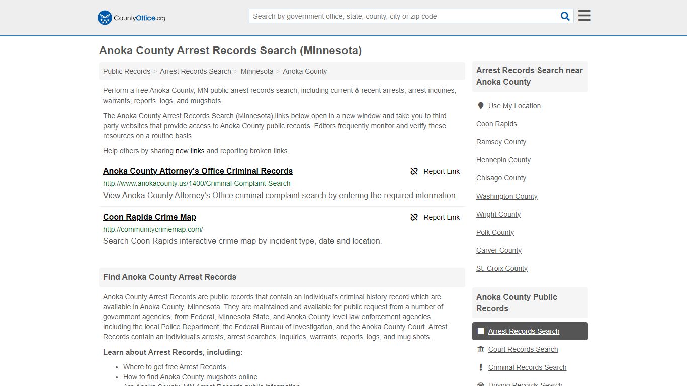 Arrest Records Search - Anoka County, MN (Arrests & Mugshots)