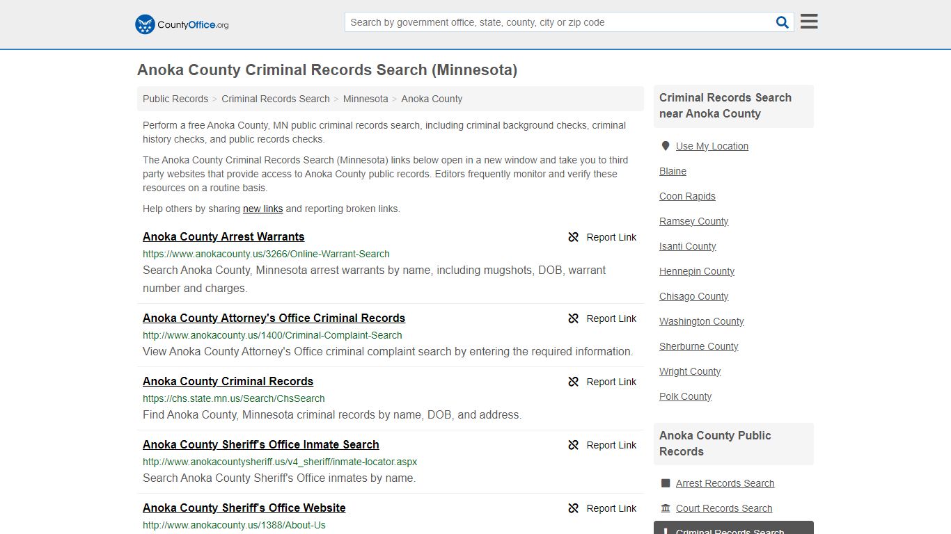 Criminal Records Search - Anoka County, MN (Arrests, Jails & Most ...