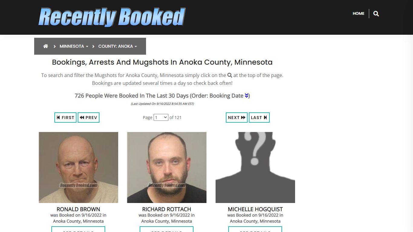 Bookings, Arrests and Mugshots in Anoka County, Minnesota